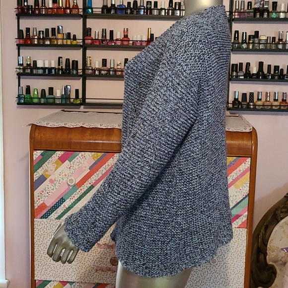 Chunky blue light dark sweater v neck pullover cozy warm medium comfy winter - Picture 4 of 7